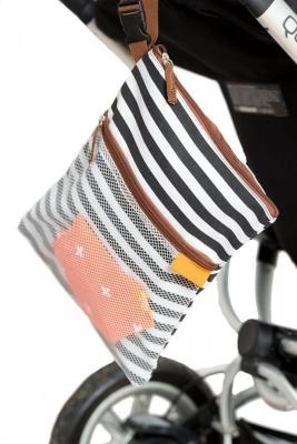 Bolsas de pañales secas y húmedas impermeables de poliéster/PEVA con dos bolsillos con cremallera
